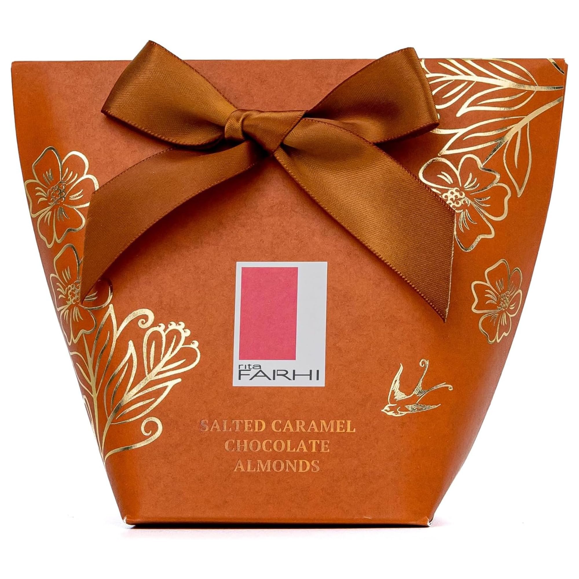 Rita Farhi Salted Caramel Chocolate Almonds in Gift Box with Bow, 130g