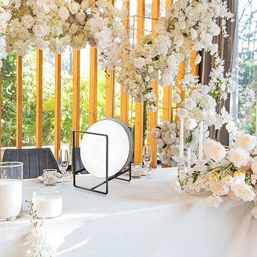 Miniatura 6 de Skylety Organizador de 8 soportes de platos de metal para almacenamiento de platos, estante vertical de platos para gabinete, platos, tazones,