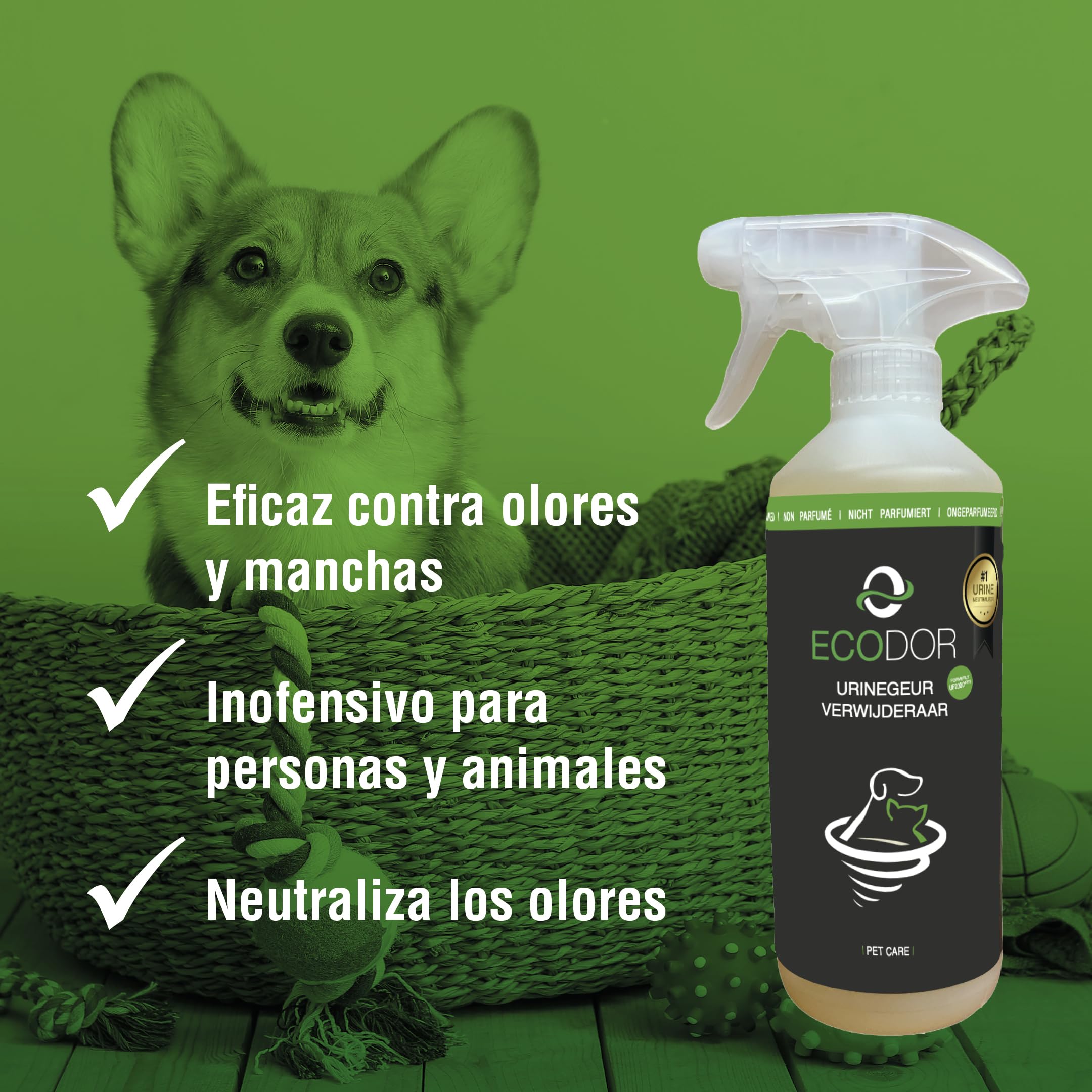 UF2000 Removedor de Olores de Orina 2500ml | Sin Perfume | Biodegradable | Basado en Enzimas Vegetales | Elimina eficazmente los olores de orina de Perros, Gatos y roedores.