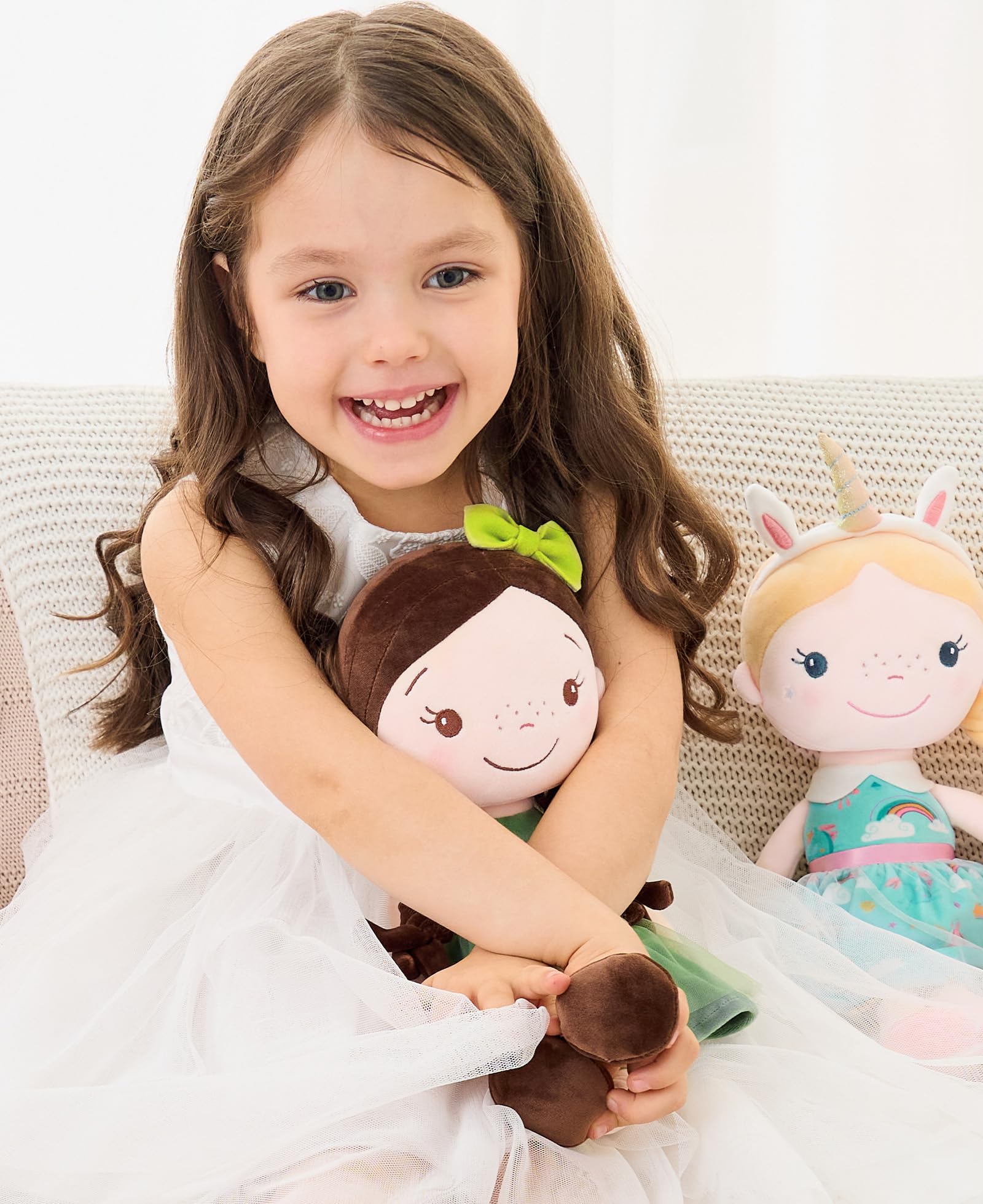 GAGAKU Morbida bambola di pezza 40 cm bambole angelo custode, regalo per battesimo per bambine, peluche portafortuna per bambini dai 3 ai 5 anni - principessa della foresta