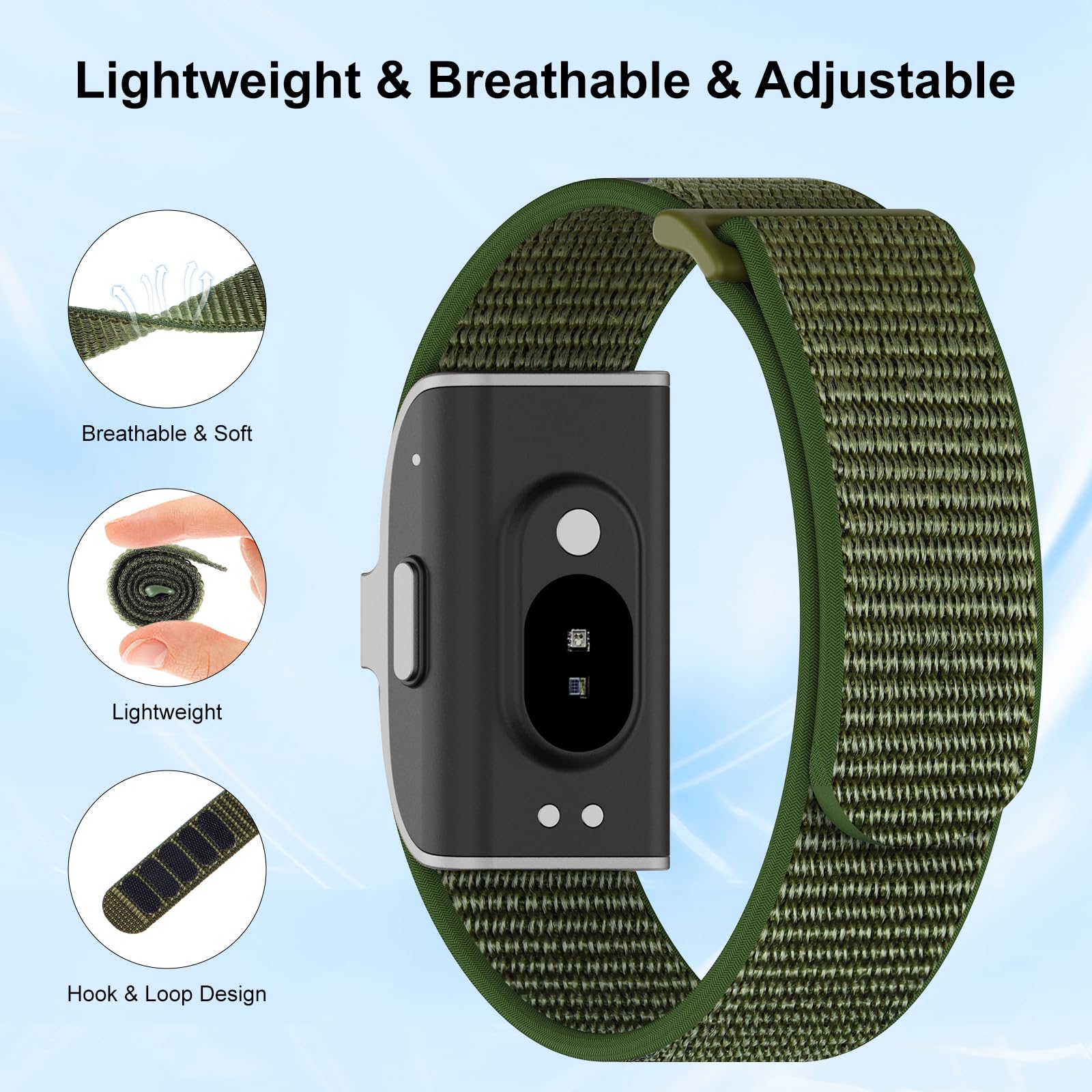 Nylon Loop Sport Replacement Bands Compatible with Hume Health Band, Soft Breathable Adjustable Wrist Band for Hume Band Replacement Strap Wristband for Fitness Tracker Women Men — view 2
