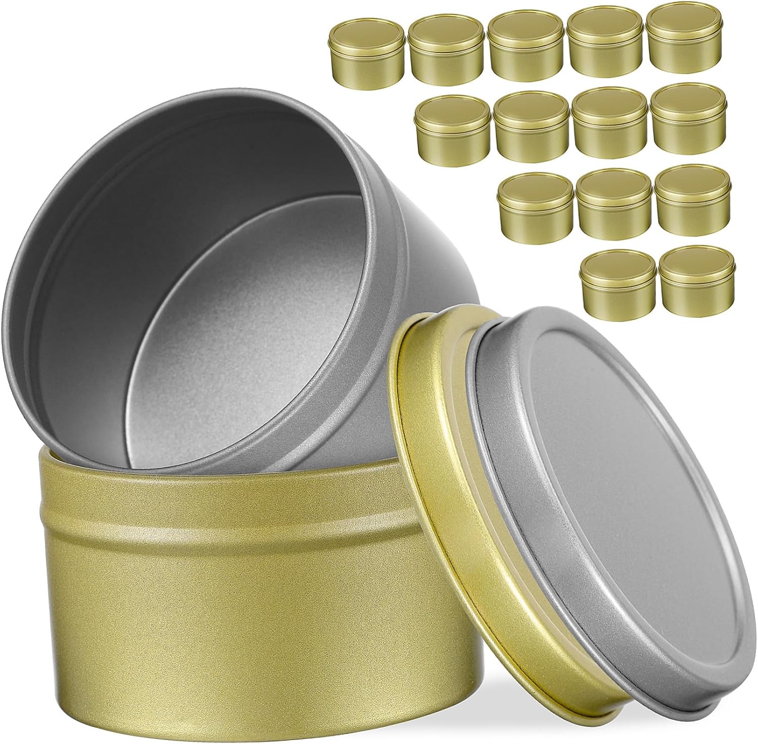 16pcs Candle Storage Jars Small Tea Canisters Screw Lids Tinplate Candle Tins for Home Storage and