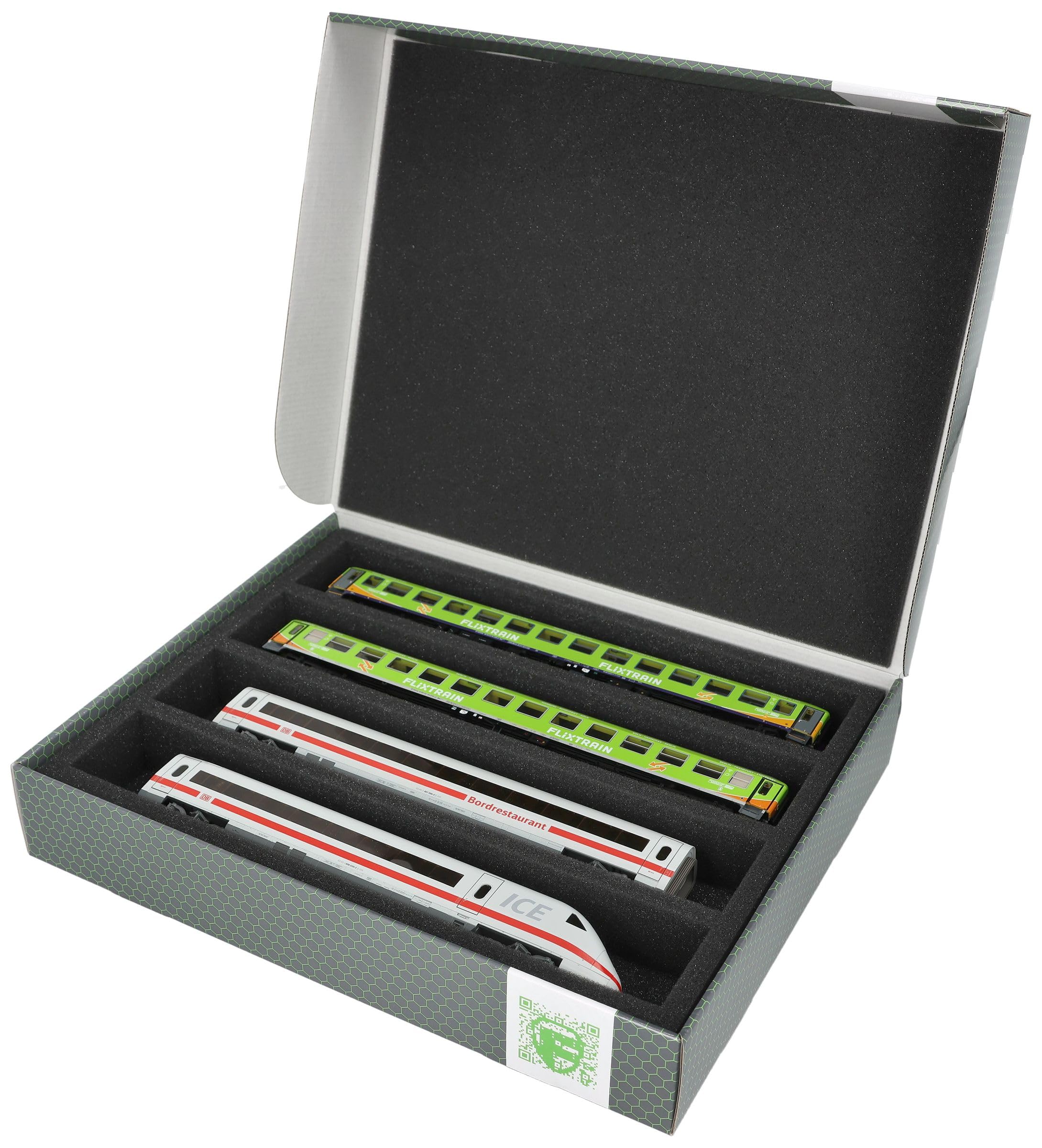 Feldherr Storage Box FSLB055 pour Les locomotives, Wagons et véhicules ferroviaires Miniatures - 4 emplacements pour l'écartement H0 - Horizontal, Amount:2 pcs.