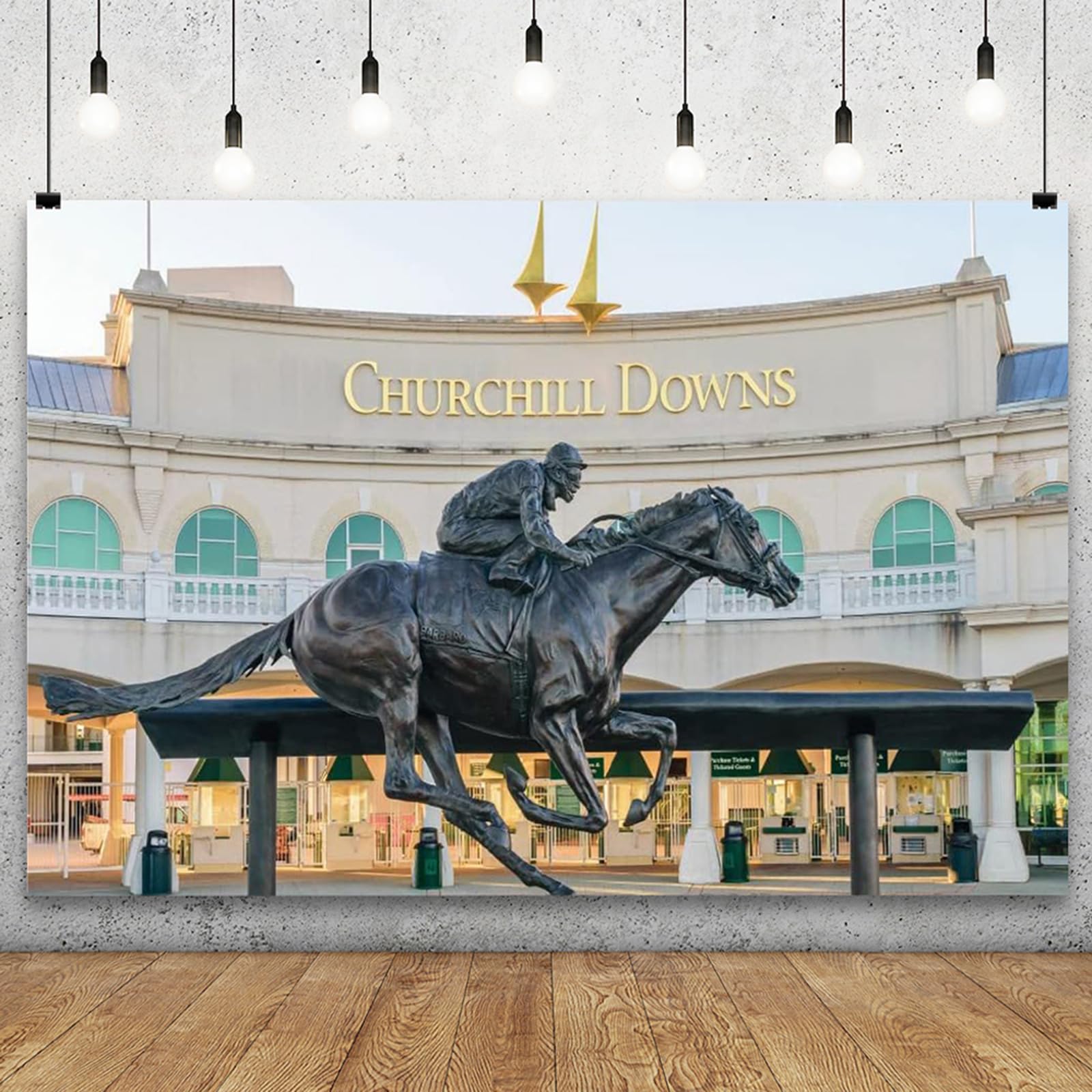 YongFoto Kentucky Derby Backdrop 10x7ft Horse Statue Racecourse Photography Background Churchill Downs Horse Racing Festival Carnival Party Banner