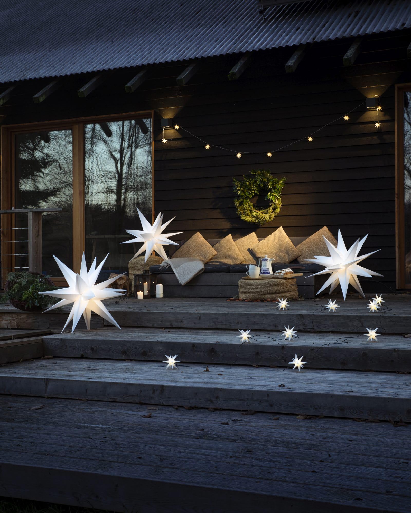 Novaliv Weihnachtsstern Dekostern 65cm Weiss für AUSSEN Kabel mit Trafo 3D Stern 18 Zackig Leuchtstern Weihnachtslicht Winterbeleuchtung 3D Stern Weihnachtslicht Xmas Lights