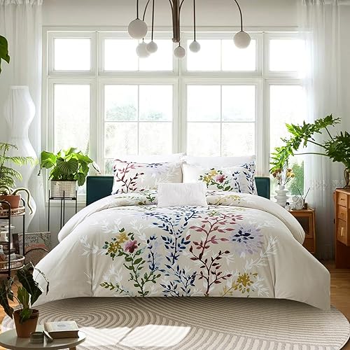 Style Quarters - Juego de edredón de 4 piezas tamaño King, juego de edredón 100% algodón, incluye 1 edredón, 2 fundas de almohada y 1 edredón floral disponible en Yaxa Colombia