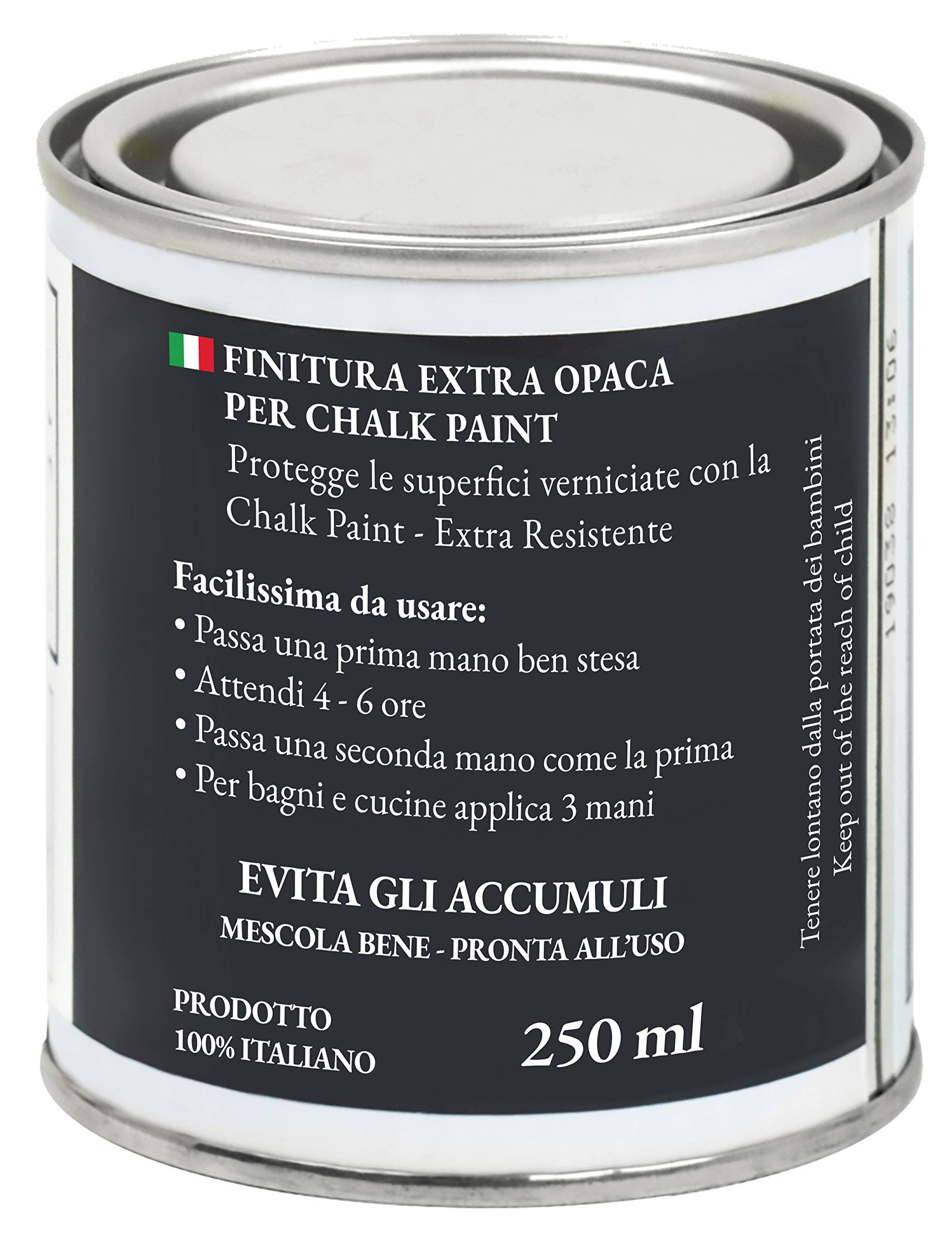 CHALK PAINT EVERYTHING Salvia & FINITURA + PENNELLO - Kit Pronto Vernicia e Proteggi (750 ml Colore + 250 ml Finitura + Pennello Professionale 40 mm)