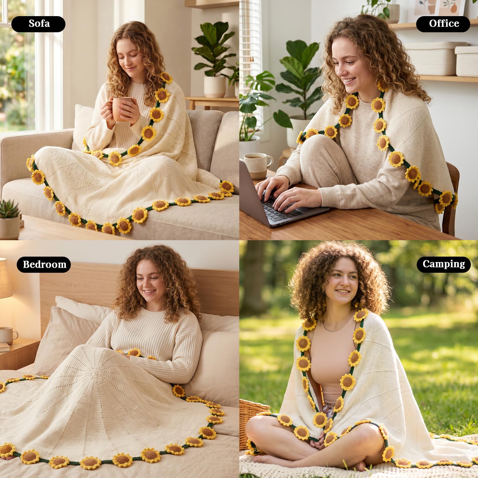 Amazon｜ヒマワリ かぎ針編み フラワー ブーケ ブランケット