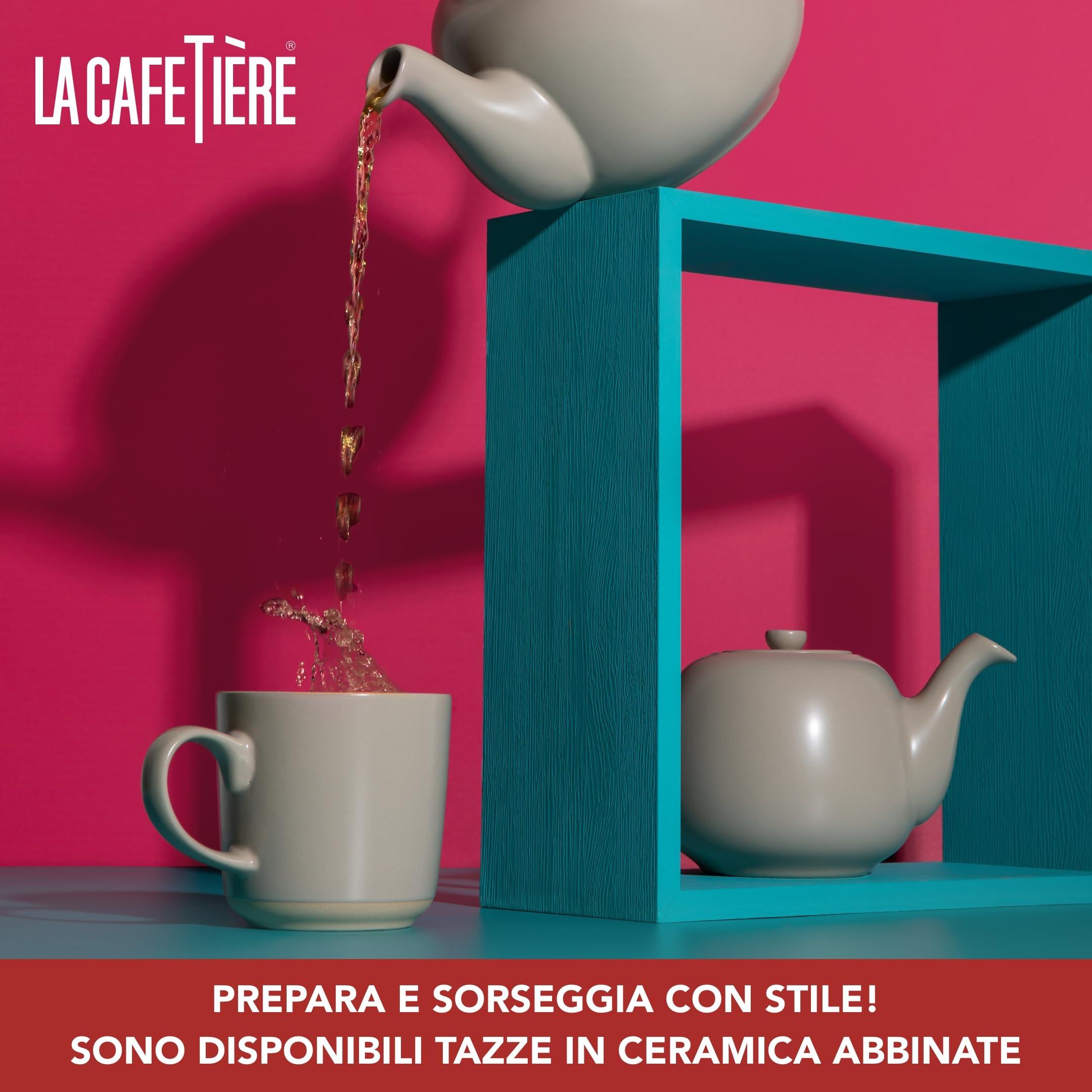 La Cafetière Teiera classica in colore beige/crema, teiera tradizionale con manico comodo e beccuccio antigoccia, per 4 tazze adatta per bustine di tè, facile da pulire, 1,2 l