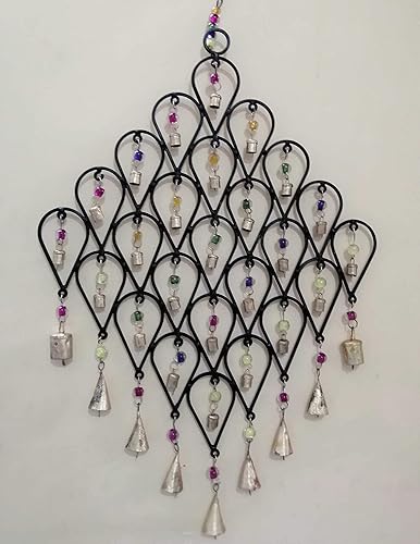 Campanilla de viento de hierro reciclado para colgar en la pared, césped, patio, decoración al aire libre