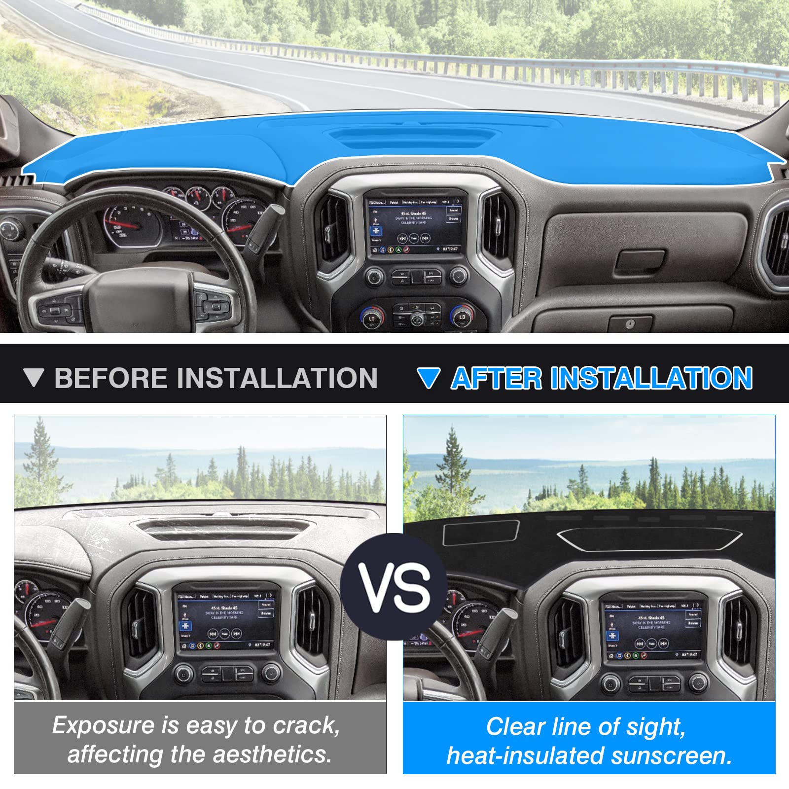 UV Protection Dashboard Dashboard Cover Mat For Chevy Silverado & GMC UV Protection Dashboard Dashboard Cover Mat For Chevy Silverado & GMC