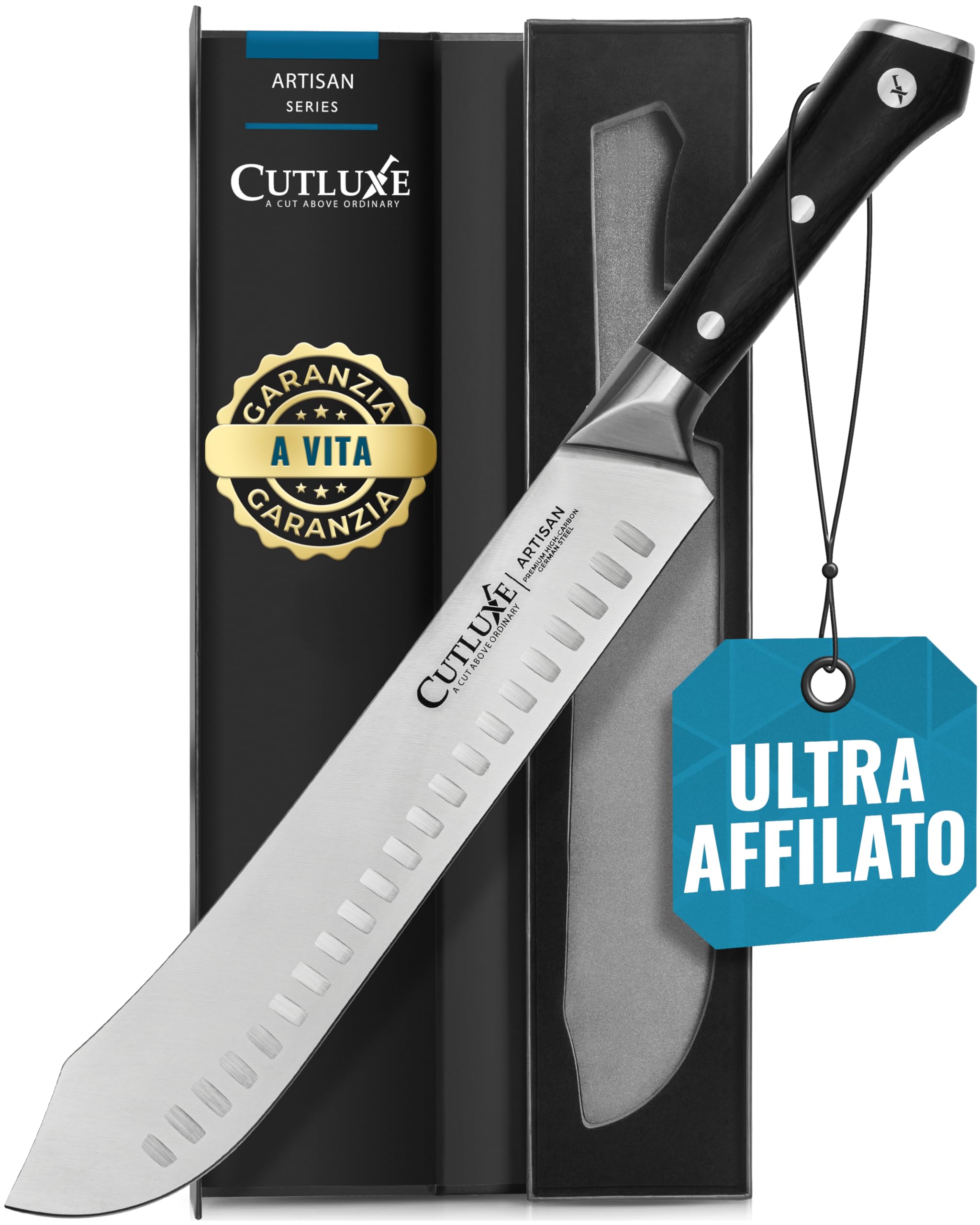 Coltello Da Tasca Muela GL-10M Serie GL-10M, Lama Da 9,5 Cm, Cache In Legno Pressato Nero E Ottone Con Serratura Peso 190 Grammi Carta Regalo Multiuso 55934503