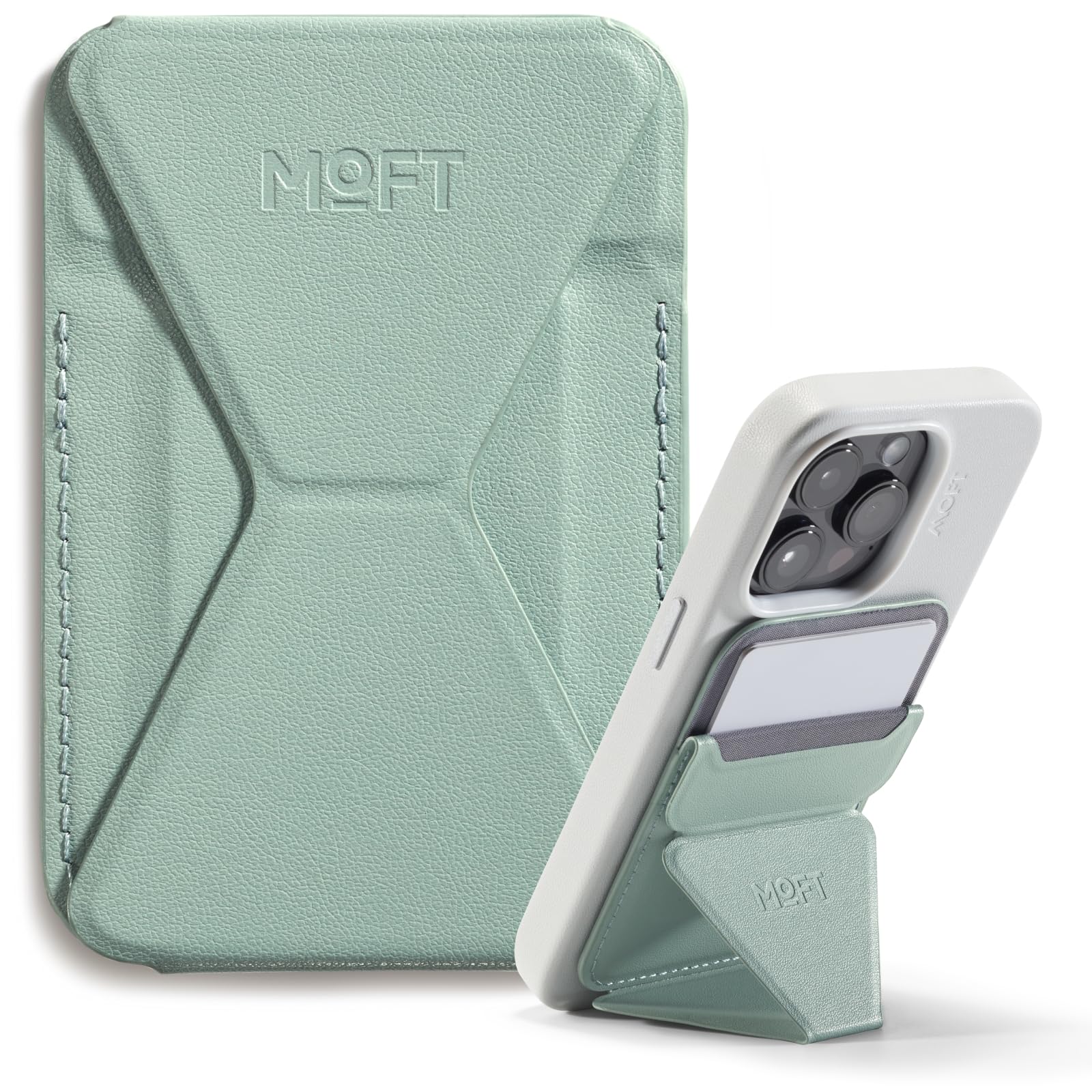 MOFT Magnetic Wallet Stand Compatible with iPhone 16/15/14/13/12 Series, Angle Adjustment & Magnetic Compatible MOVAS Phone Stand,Seafoam-image-27