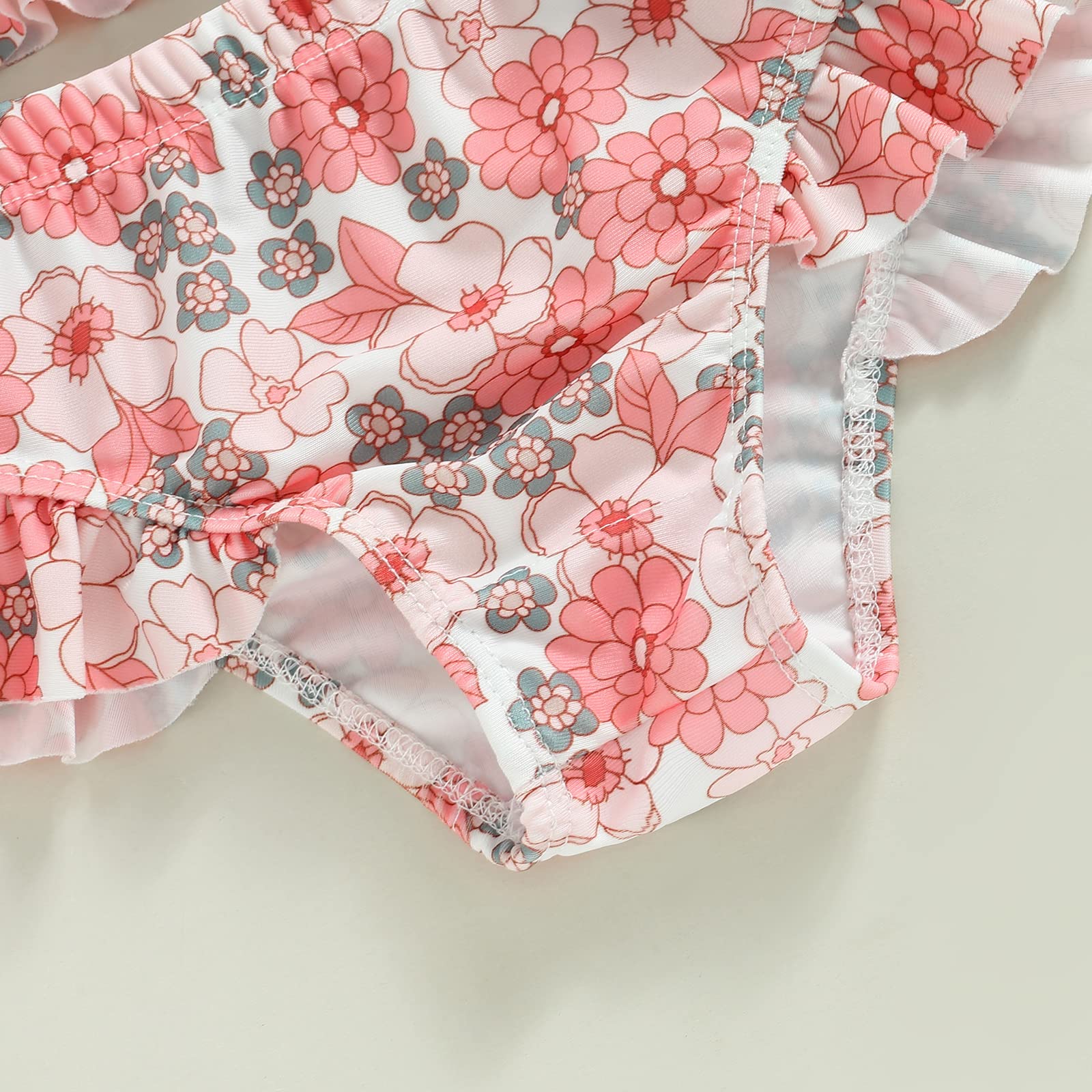 Costume da Bagno 2 Pezzi Neonata Spiaggia Estiva Bikini Set Bambina Canottiera Senza Manica con Stampa a Fiori/Testa di Toro e Slip