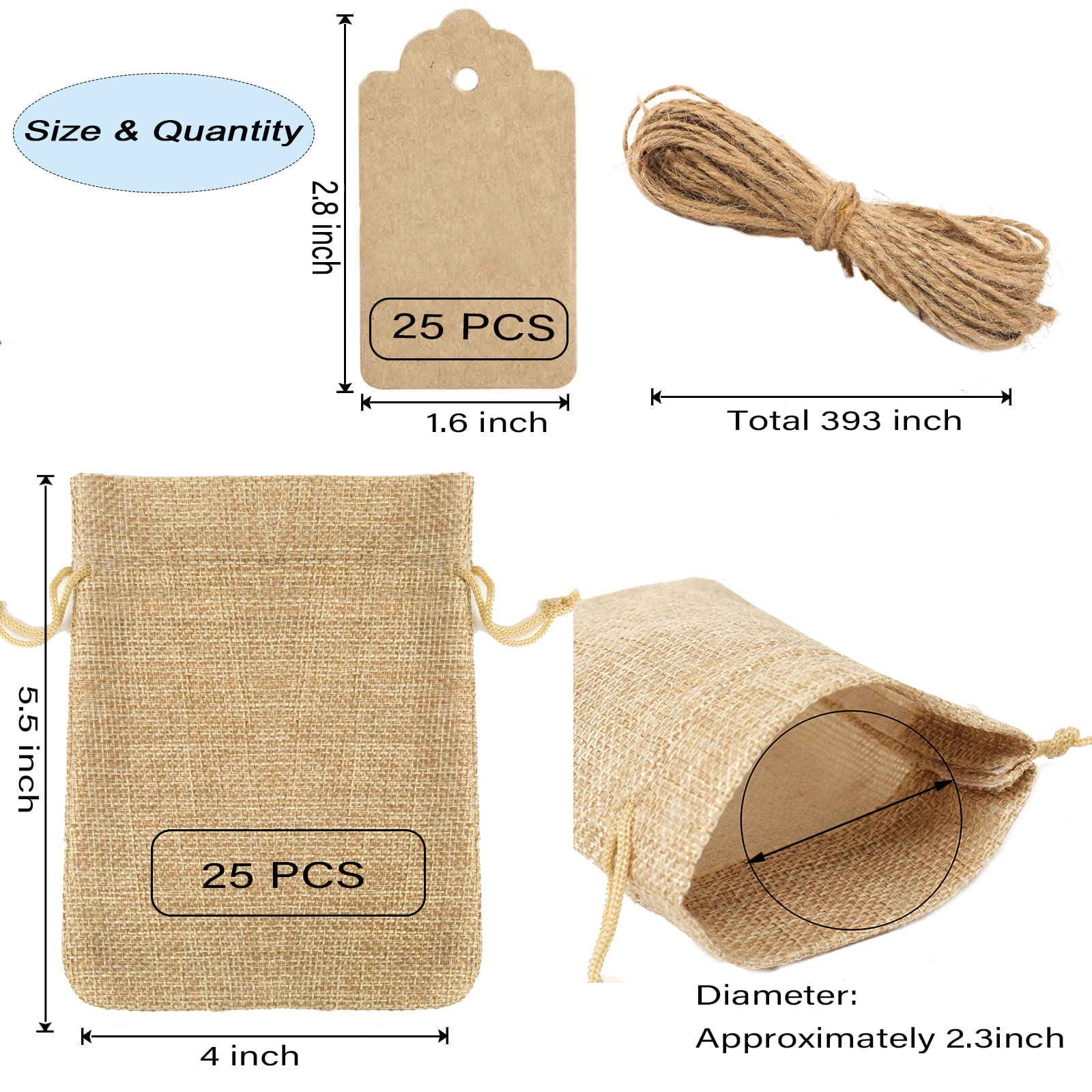 Confezione da 24 sacchetti di stoffa con laccio, sacchetti di lino da 9 x 12 cm, piccoli, sacchetti di iuta, sacchetti naturali, sacchetti di iuta, per gioielli, matrimoni, feste, Natale, fai da