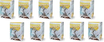 10 Packs Dragon Shield Matte Silver Standard Size 100 ct Card Sleeves Display Case