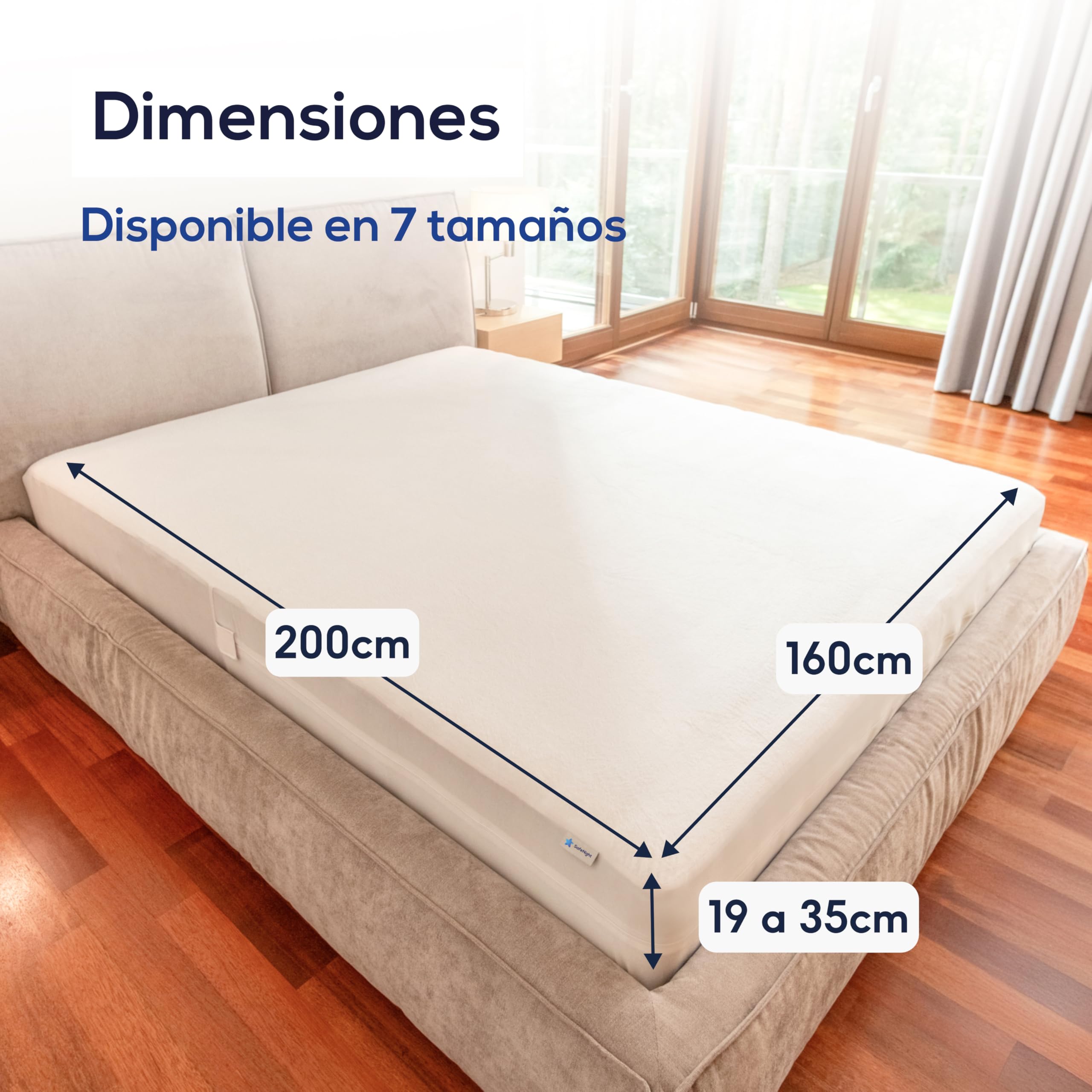 Funda colchón antichinches Impermeable – Cubre colchón Integral antiacaros con Cremallera – Protector Suave de algodón – para colchón 160x200cm – Altura Ajustable 19 a 35cm