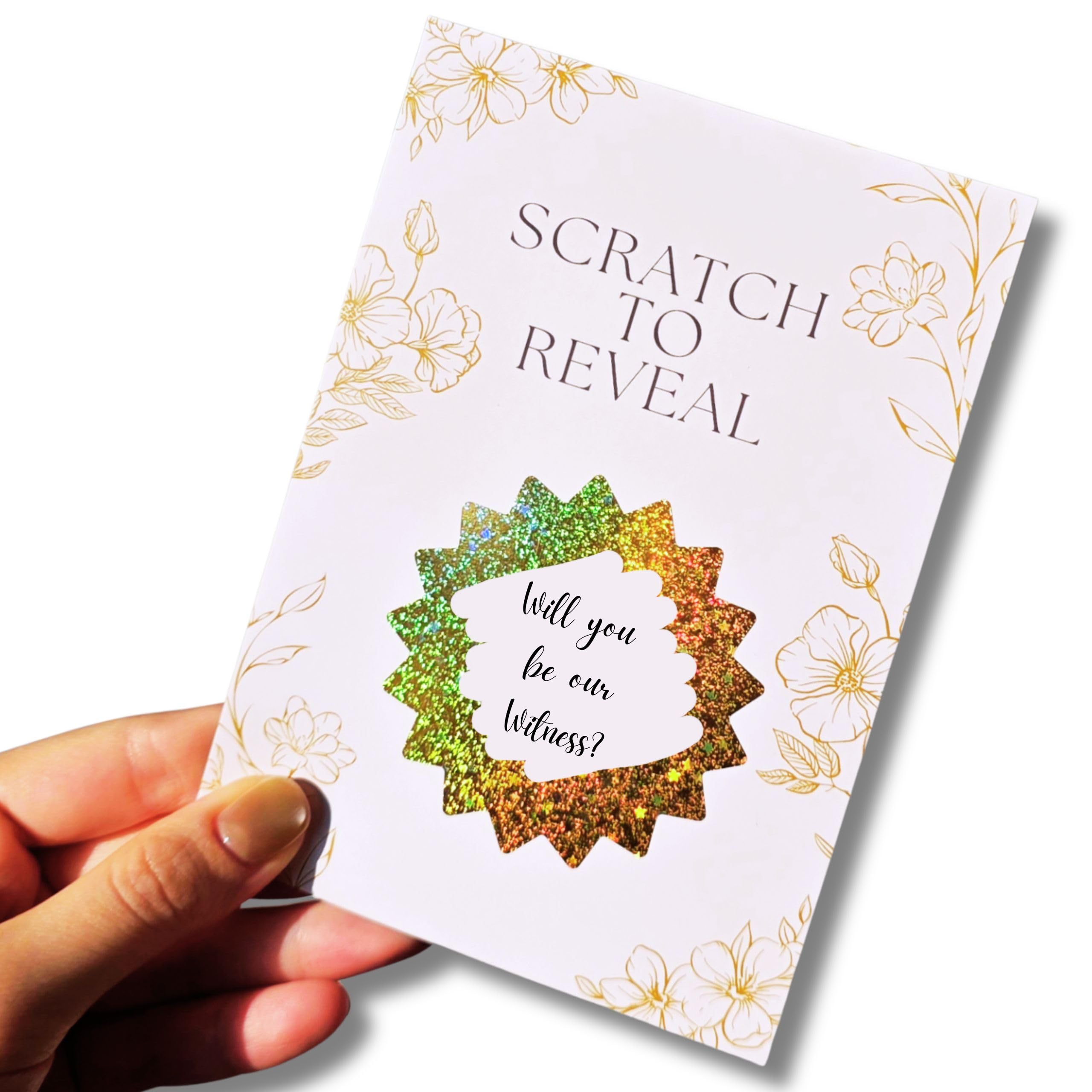 Witness Proposal Card | Set of 2 with Envelopes | Beautiful Gold Scratch to Reveal Design | Will You be our Witness? | Bridesmaid Gifts | Wedding Planner Essentials | 2 Pack