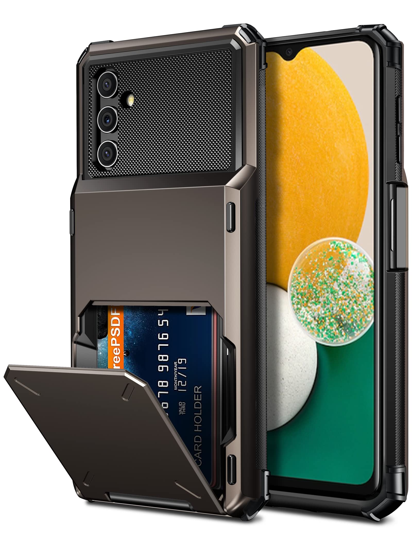 Vofolen for Galaxy A13 Case Wallet Cover 4-Card Credit Card Holder ID Slot Scratch Resistant Dual Layer Hybrid Protective Hard Shell Rugged TPU Bumper