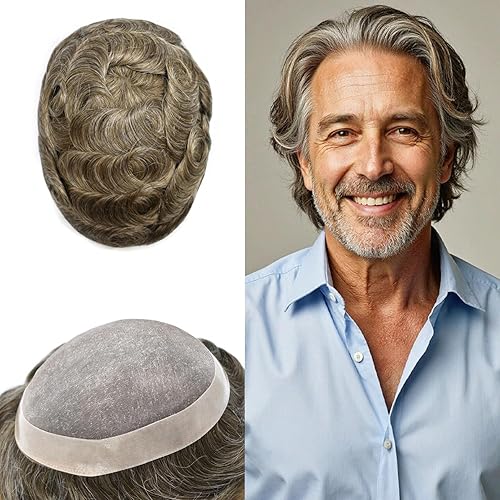 Miniatura 16 de Mens Toupee Hair Piece For Men Fine Mono Men Hair System Toupee For Men Hair Piece Real Human Hair System For Men Protesis Capilar Para Hombre 6x9