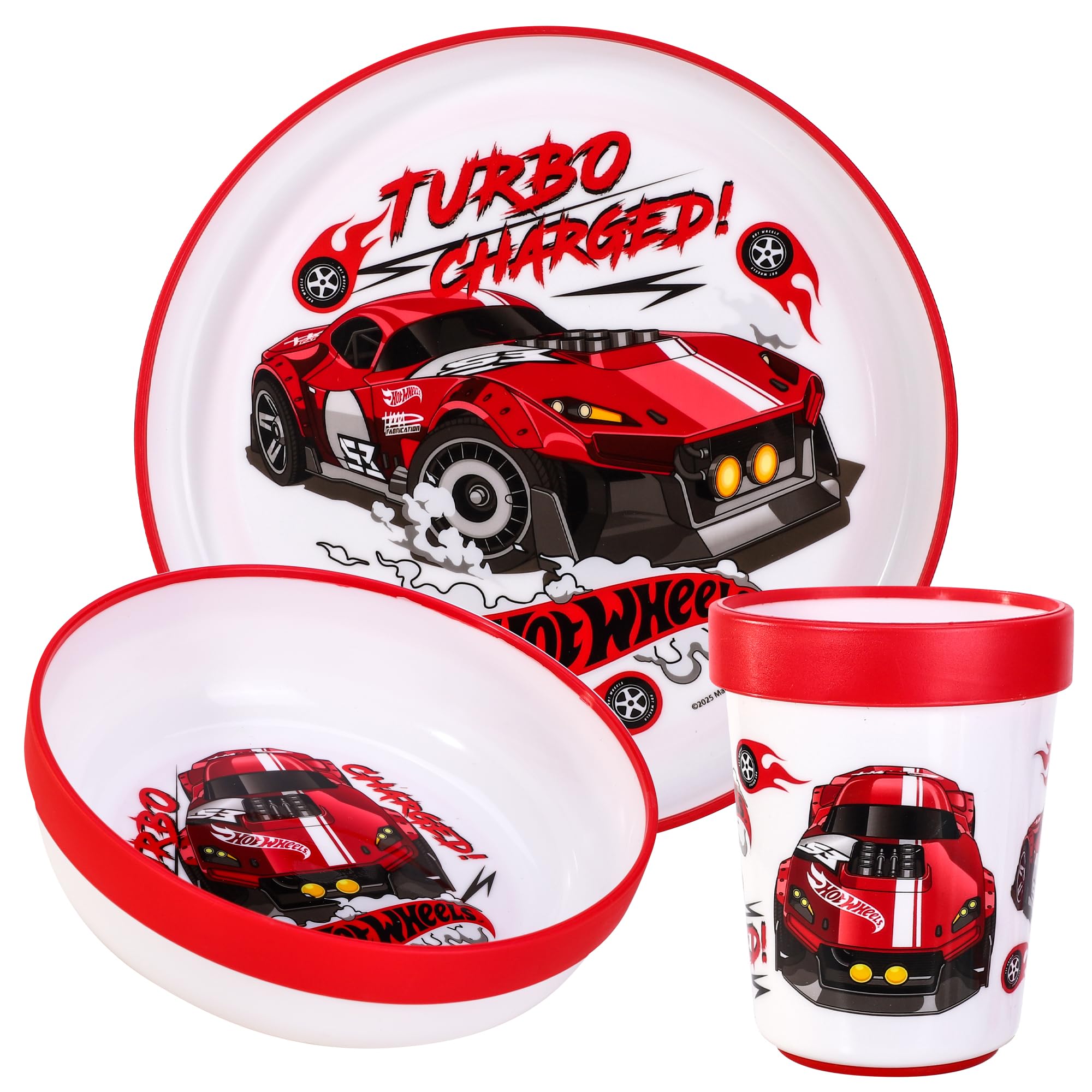 Hot Wheels 3pcs Reusable Bicolor Kids Dinner Tableware Set