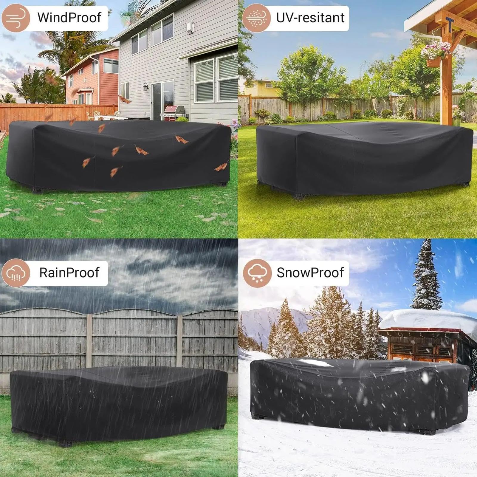 Housse Salon de Jardin Exterieur 250x100x70cm Bache de Protection Exterieur Table Impermeable Rectangulaire Chaise Longue Jardin Anti-UV Résistance au Vent avec Corde et Boucle Verrouillage