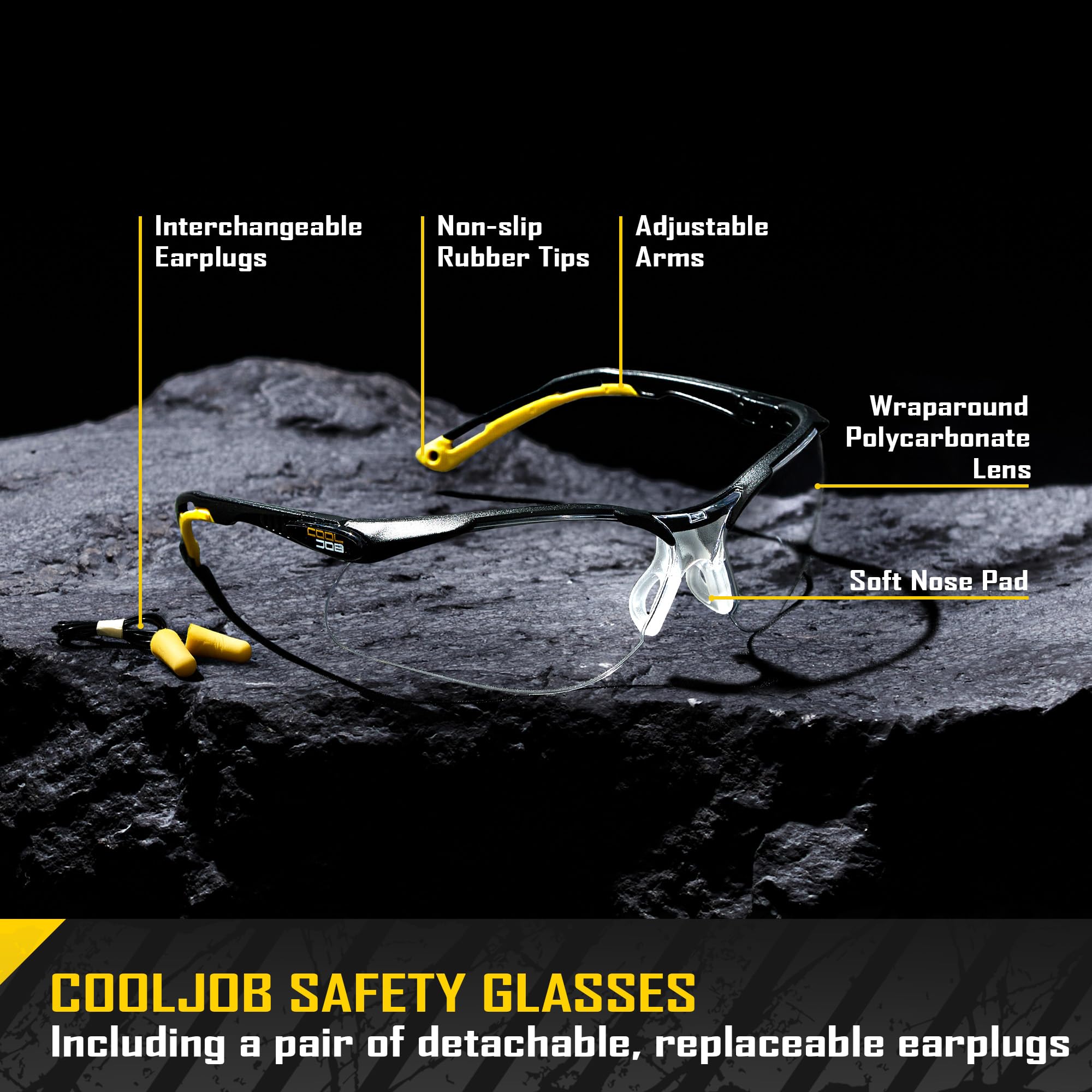 COOLJOB ANSI Z87.1 Safety Glasses with Anti-Fog Clear Lens, 100% UV Proof — Amazon image 2