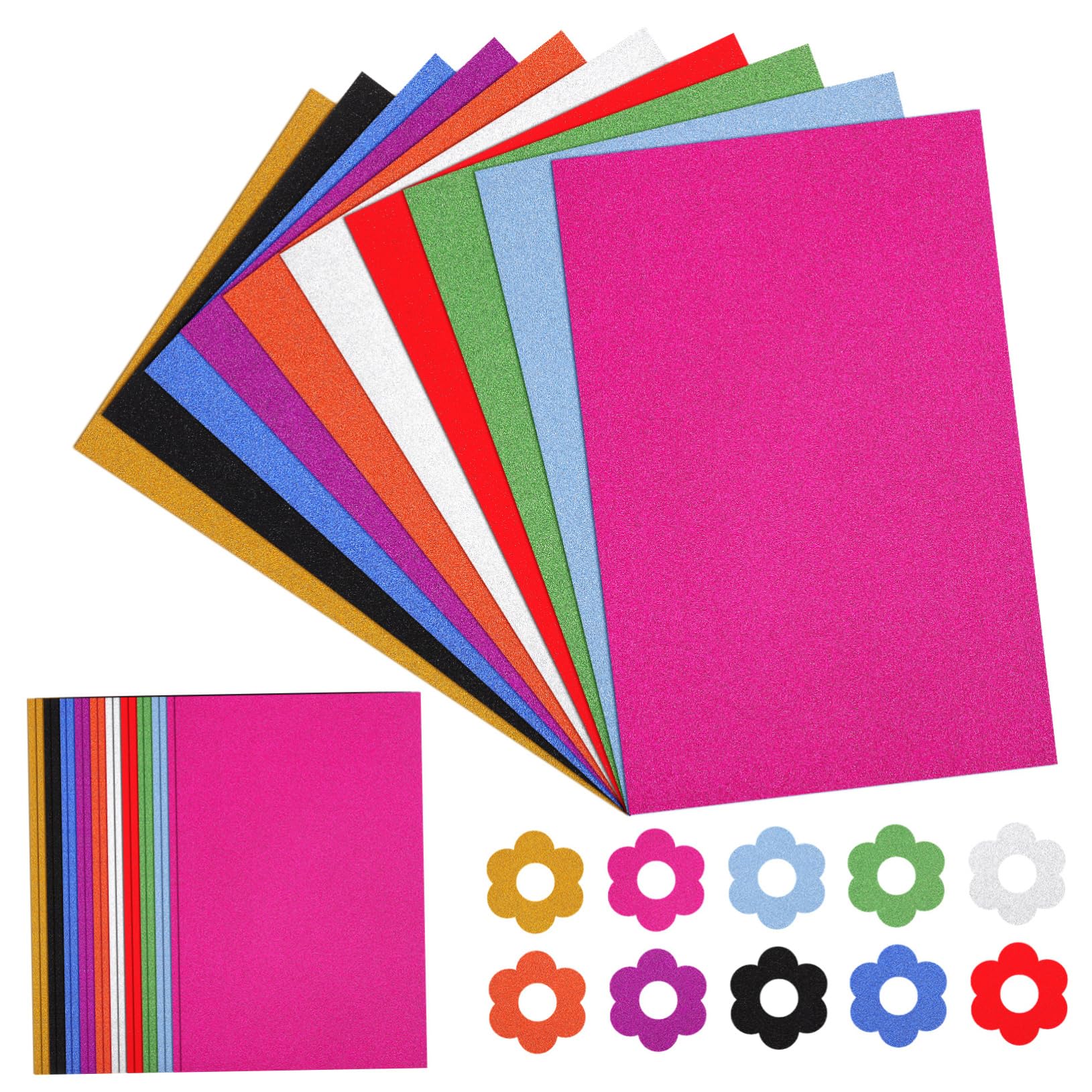 SHINEOFI Cartoncino Glitterato Colorato 60 Fogli 250g per Artigianato Fai da Te Decoupage e Scrapbooking Colore Casuale