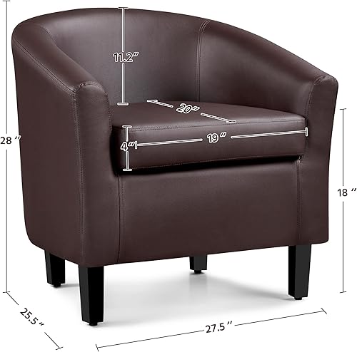 Miniatura 3 de Topeakmart Silla decorativa, moderna y cómoda, silla tapizada de piel sintética con patas de madera para sala de estar, dormitorio, juego de 2,