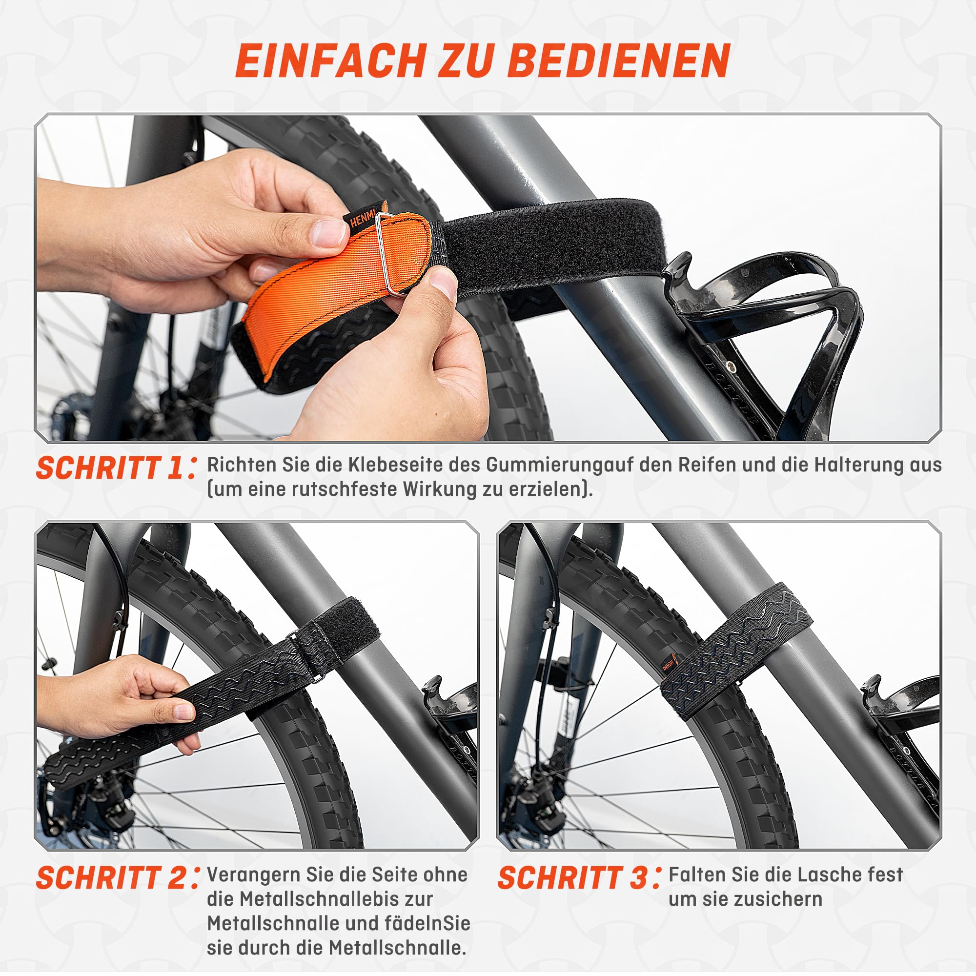 JUKOTA Fahrradträger Gurte 4er Set - Stabilisator-Gurte Mit Anti-Rutsch Für Auto & Wandhalterung | 35x2cm