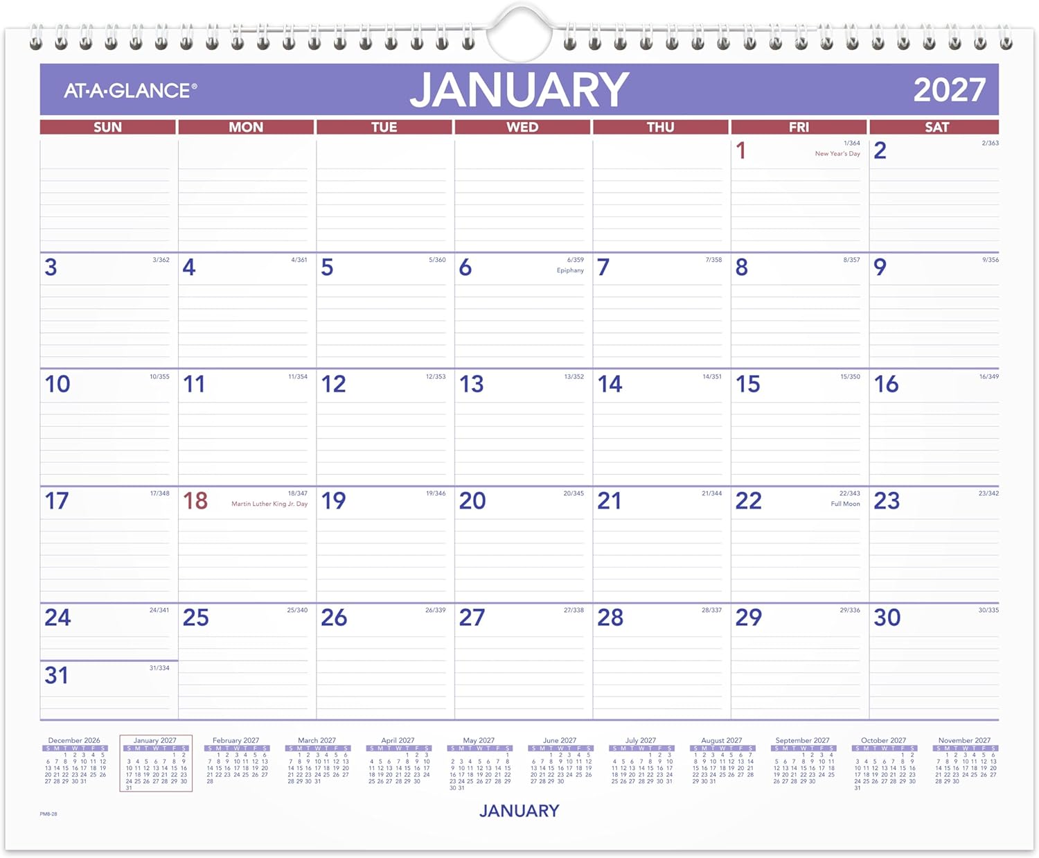 AT-A-GLANCE 2027 Wall Calendar, Monthly, 15" x 12" Planner, Ruled Daily Blocks (PM82827)