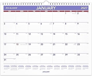 AT-A-GLANCE 2027 Wall Calendar, Monthly, 15" x 12" Planner, Ruled Daily Blocks (PM82827), White