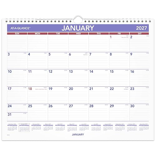 AT-A-GLANCE 2027 Wall Calendar, Monthly, 15" x 12" Planner, Ruled