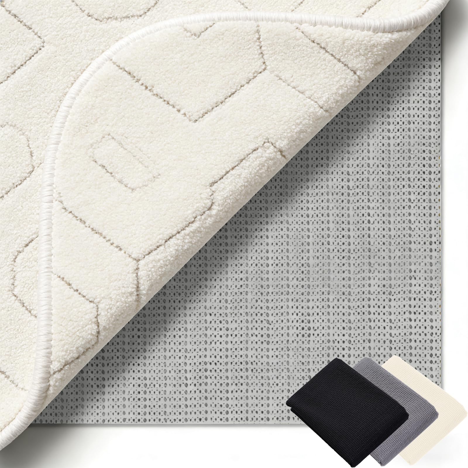 Tappeto Antiscivolo 260 x 290 cm Riutilizzabile, Inodore, Tagliabile, Lavabile e Personalizzabile Nelle Dimensioni, Sottotappeto Antiscivolo per Tappeti Perr Moquette, grigio marrone