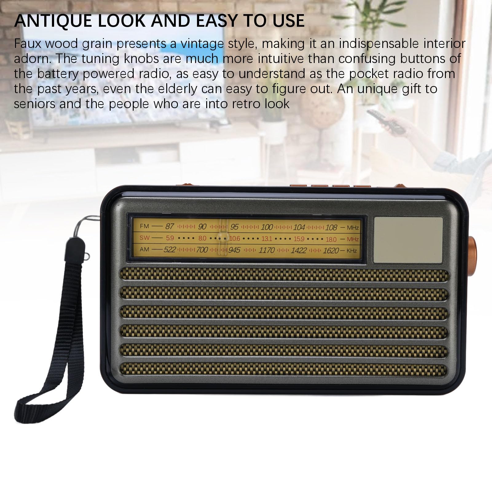 Radio Portátil Retro, Pequeña Radio de Corta Am FM con Bluetooth, Energía Solar o Baterías, para Emergencia de Iluminación Al Aire Libre