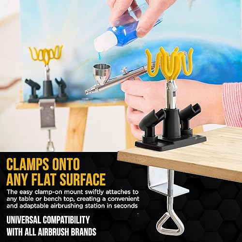 Miniatura 5 de Master Airbrush® Soporte universal para aerógrafo con abrazadera. Capacidad para hasta 4 aerógrafos y todas las marcas, Master, Iwata, Paasche,