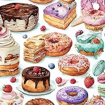 Peel and Stick Wallpaper Dessert Ice Cream Donuts Cake Living Room Kids Bedroom Kitchen Shop Wall Contact Paper 17.7"x393.7" Waterproof Self Adhesive Vinyl Covering for Bathroom Kitchen Decor