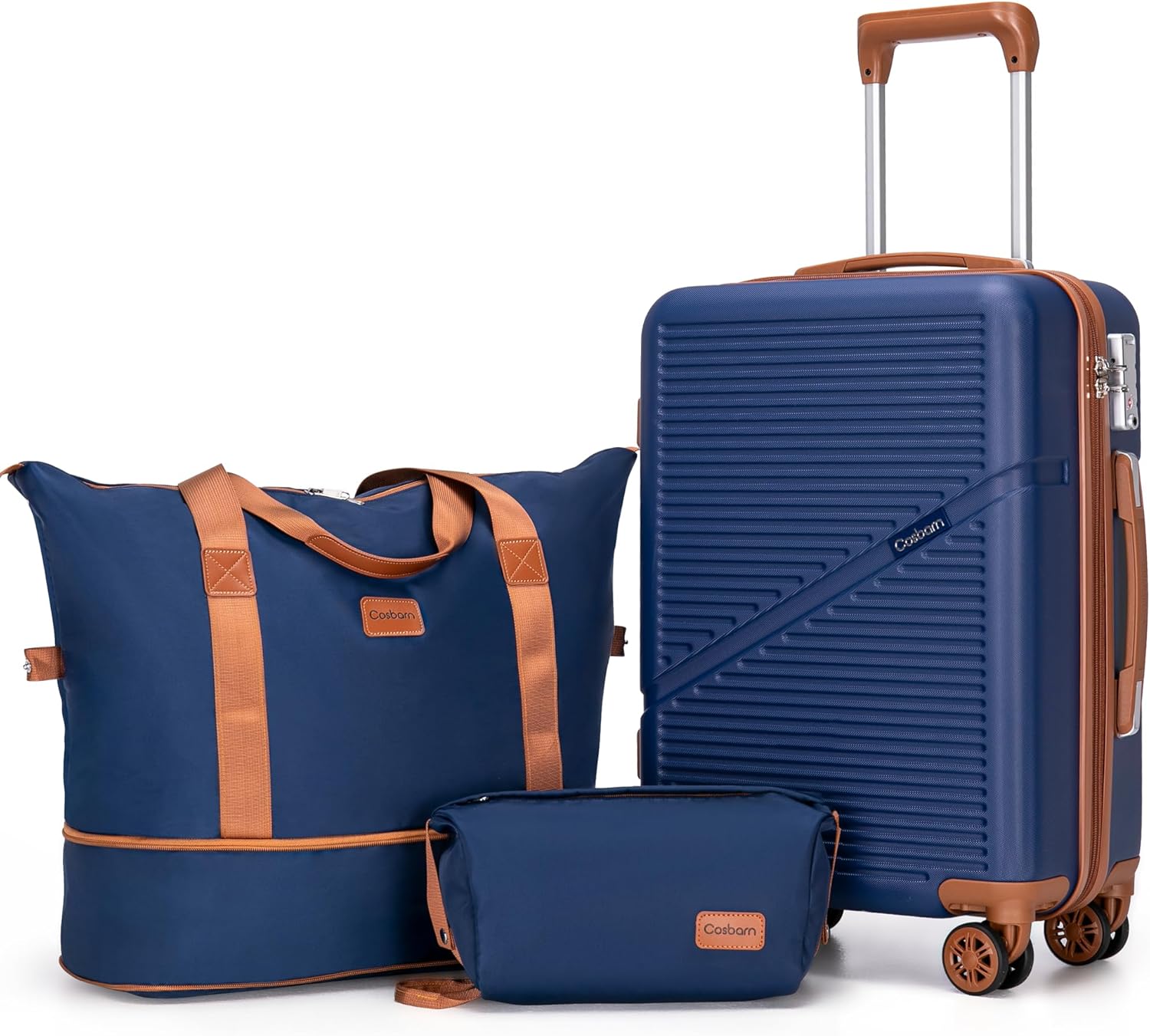 Carry On Luggage 22x14x9 Airline Approved, 20 Inch Carry on Suitcases with Wheels, ABS Lightweight Carry-on Luggage, Travel Suitcase Set with Wheels and TSA Lock DarkBlue Carry On Luggage With Duffel Bag