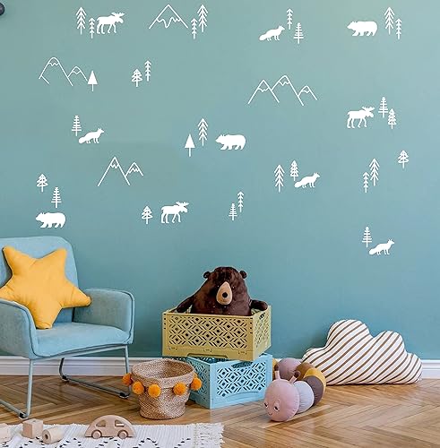 Miniatura 9 de Calcomanías de pared de desierto, calcomanías de vinilo de montañas para habitación de niños, decoración de animales del bosque, guardería, bosque,