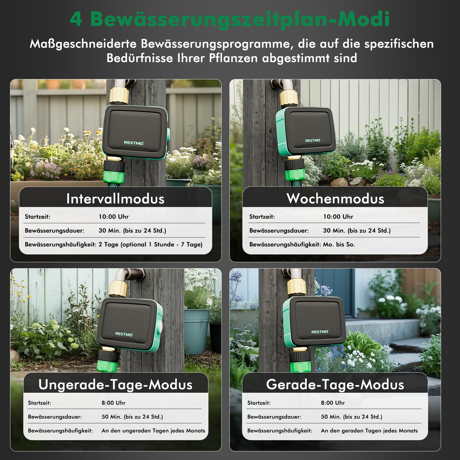 Ordenador de riego de 1 Zona con Bluetooth+Wi-Fi Integrado y Control de aplicación, automático/Manual/retardo de Lluvia, Temporizador de riego para Manguera de jardín, Grifo Exterior, césped