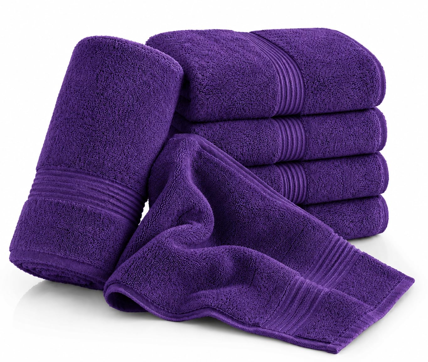 Nod Off Hand Towel Egyptian Cotton Purple 50x80cm Soft Bathroom Pack of 4