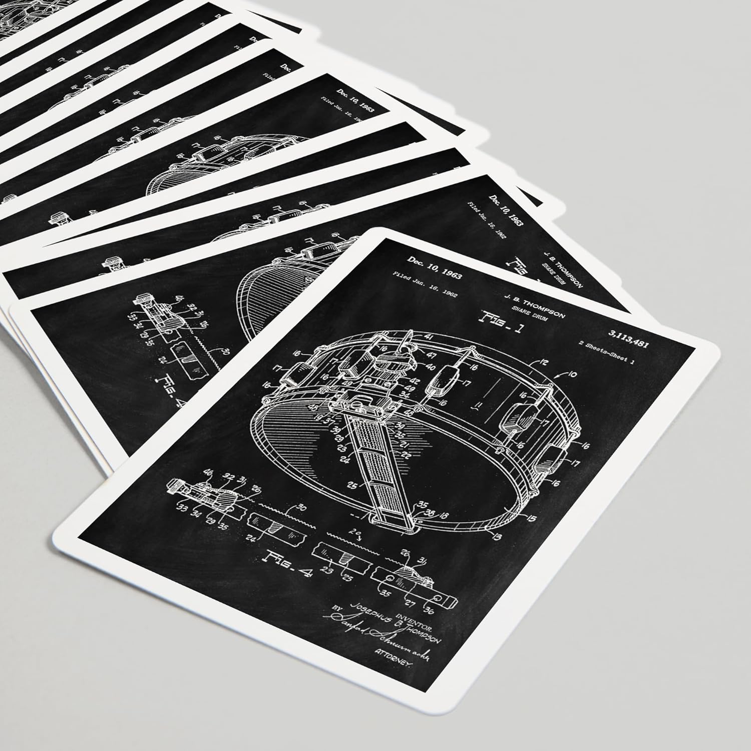 Lantern Press Blackboard Patent, Snare Drum, 52 Playing Cards for Adults, Poker Size Card Deck