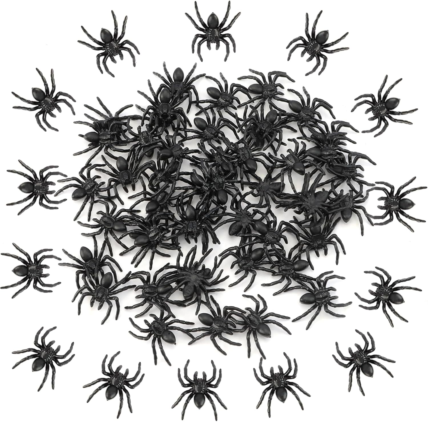 Plastic Spiders Halloween Decorations, 50 PCS Realistic Halloween Spider, Black Fake Spiders, Mini Small Spider Educational Learning Halloween Prank Props for Halloween Party Decorations Supplies Black 2cm-50pcs