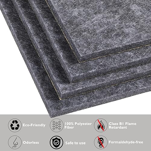 Miniatura 6 de Lagute Paquete de 12 paneles acústicos autoadhesivos a prueba de sonido, espuma de tratamiento acústico de estudio, panel de pared acústico cuadrado