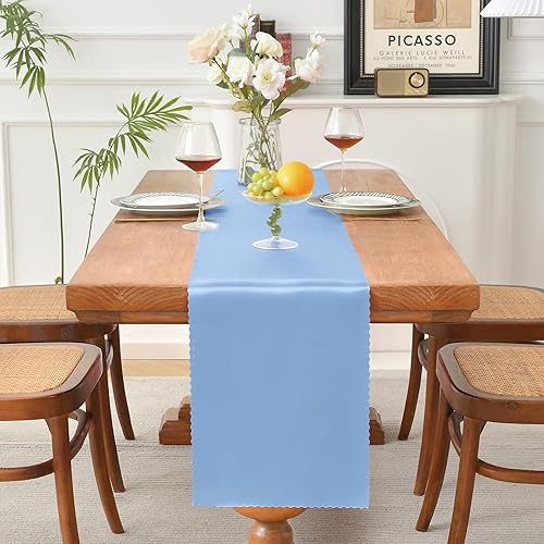 Miniatura 8 de 12 caminos de mesa de satén dorado de lujo de 12 x 108 pulgadas, caminos de mesa de boda sedosos, decoración de mesa elegante, caminos de mesa