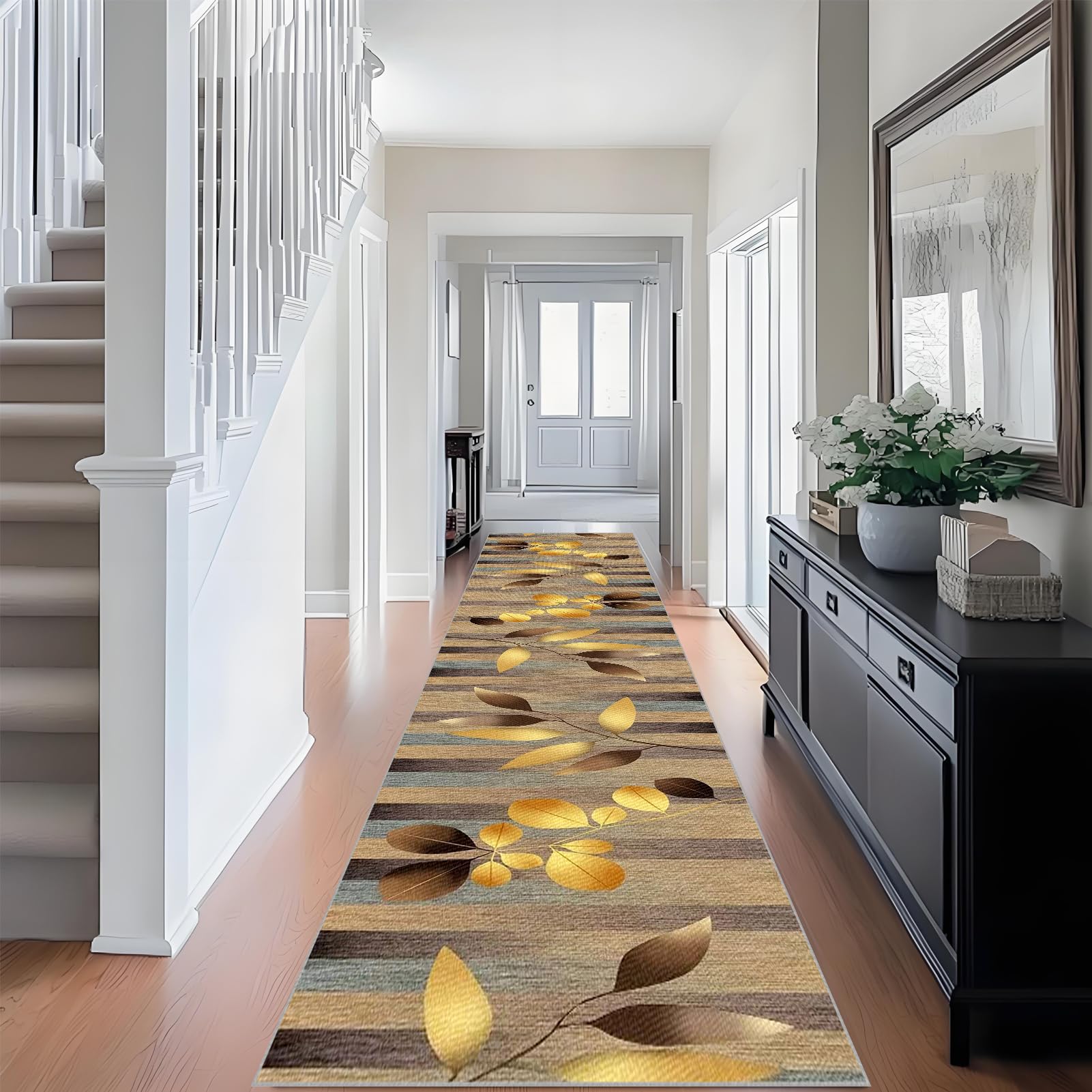 Qemgrste Carpet Runners Non Slip Hallway Runner Rug Kitchen Runner Rug Carpet Runners for Hallways Machine Washable Low Pile Runner Rugs Narrow Rugs Area Rug Runner Rug for Hallway 60 x 180 cm