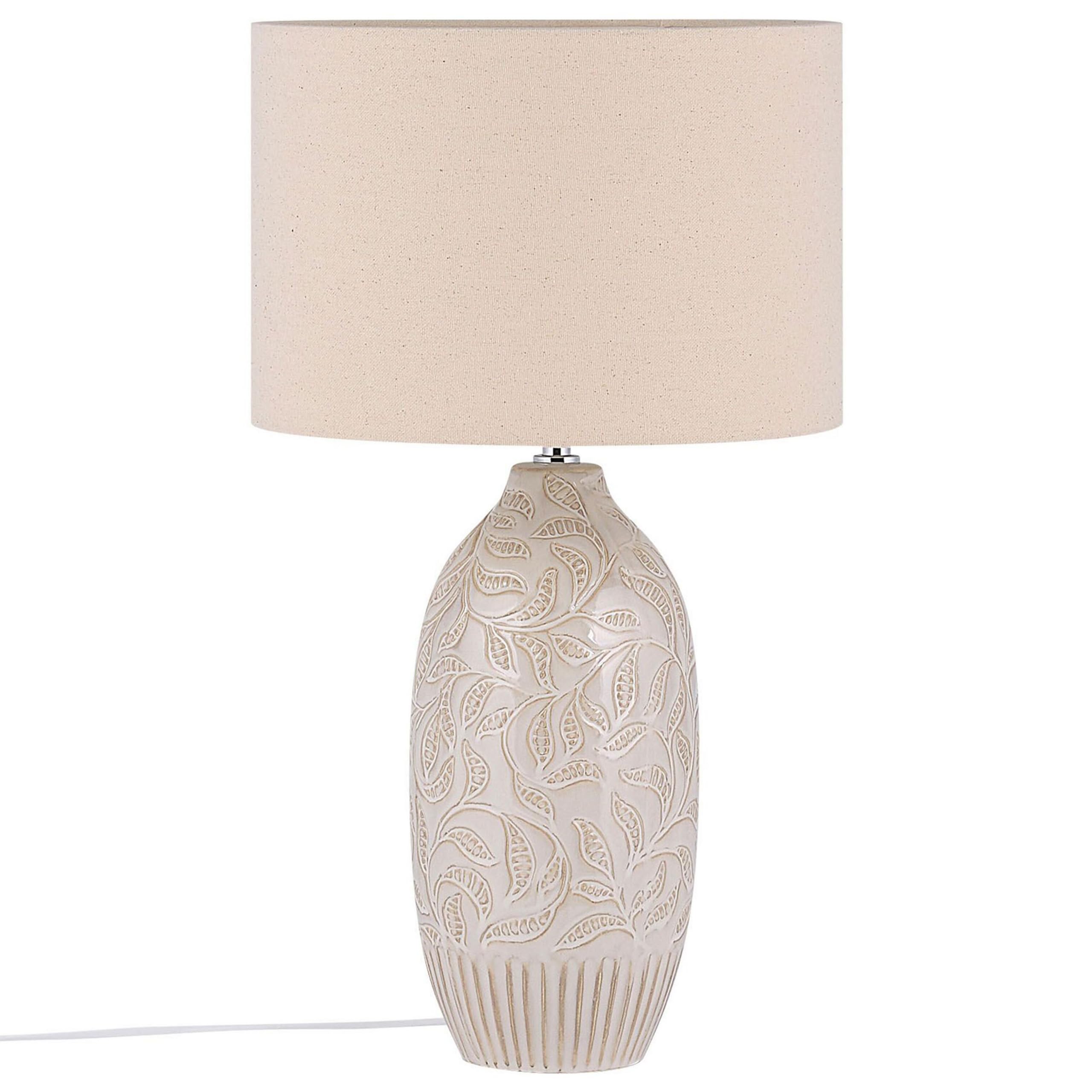 Beliani Moderne Tischleuchte im Salon Keramik/Polyester beige Salza