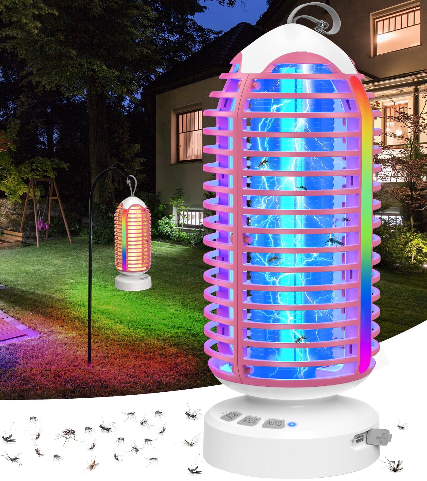 Amazon.com : Bug Zapper Outdoor with Colorful Lighting and Auto