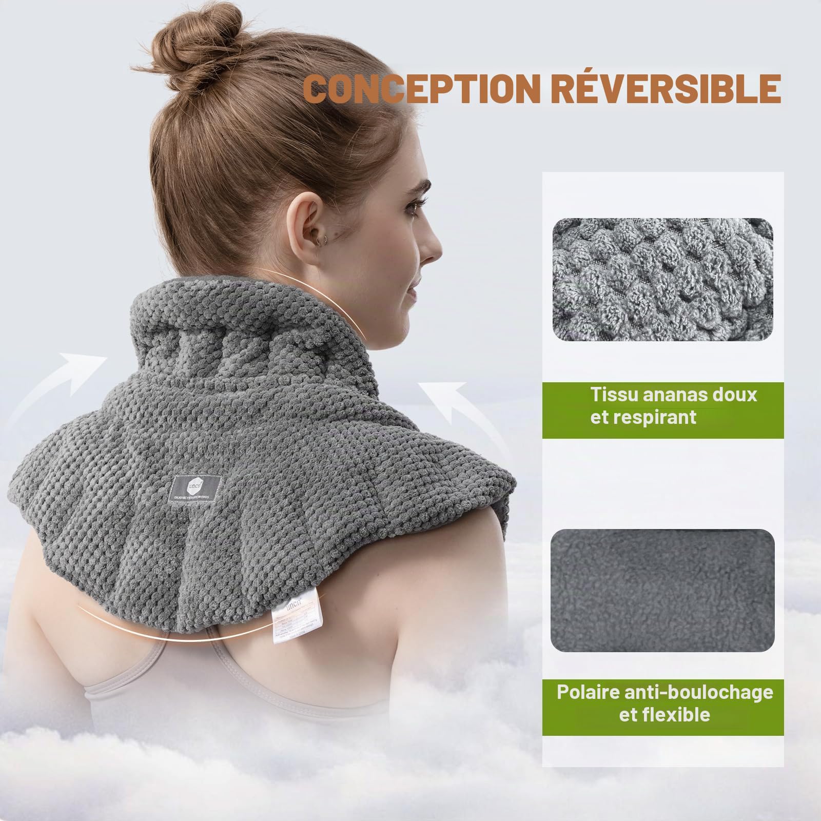 UNCN | Coussin chauffant en noyaux de cerises au micro-ondes pour la nuque et les épaules - Sans fil - Coussin chauffant - Coussin chauffant - Coussin chauffant - Coussin chauffant - Coussin de grains