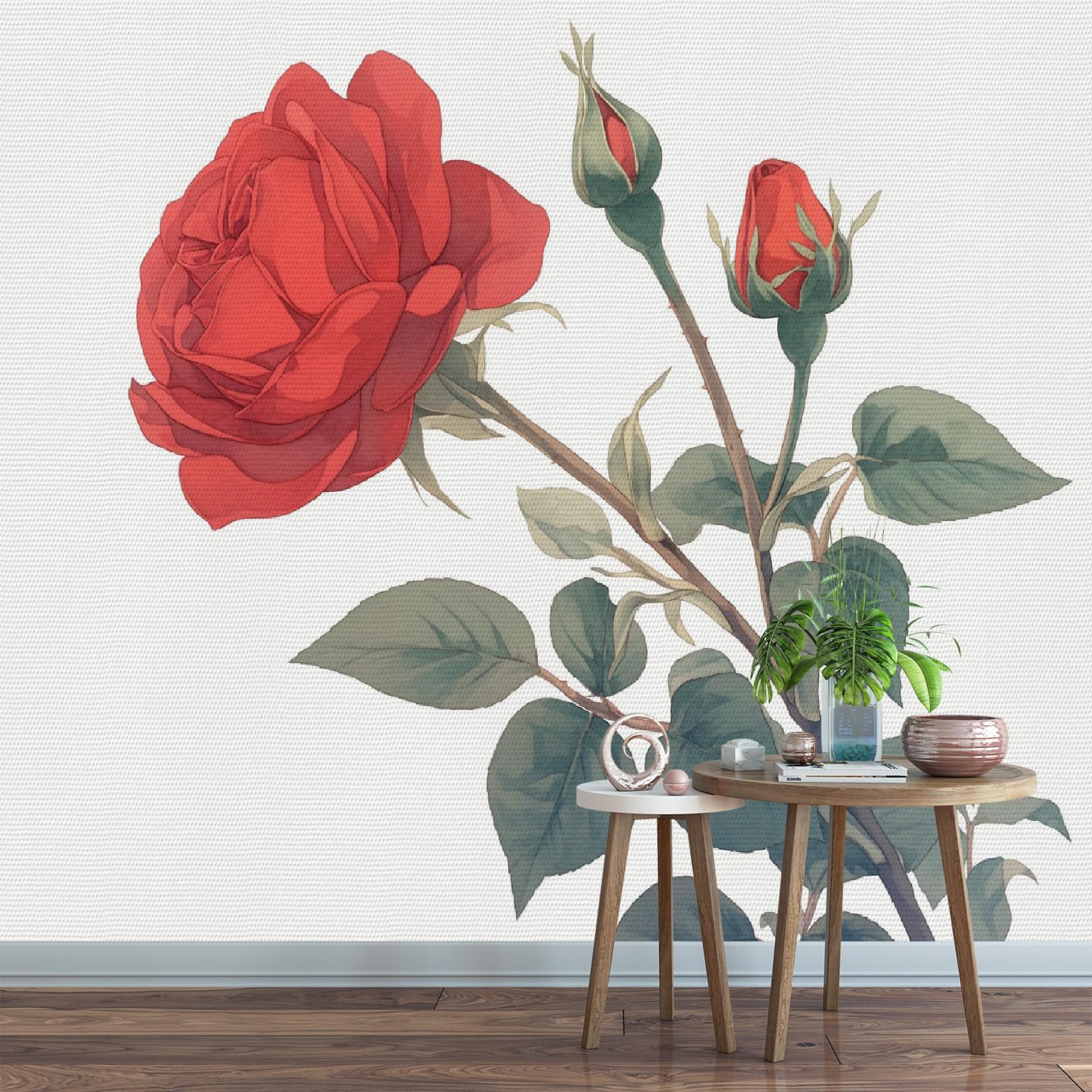 Papier Peint Panoramique Fleur Rose 3D - Poster Décoration Murale Salon Chambre 150x100